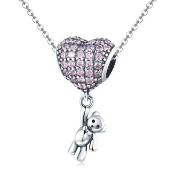 Sparkling Teddy Bear & Heart Charm