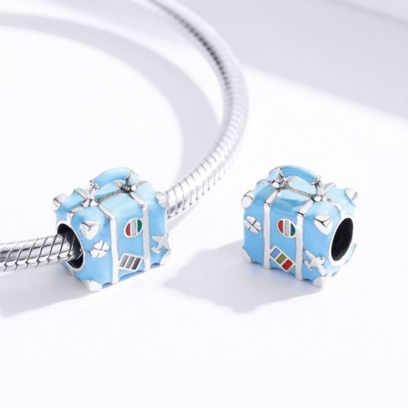 Suitcase Blue Charm Bead