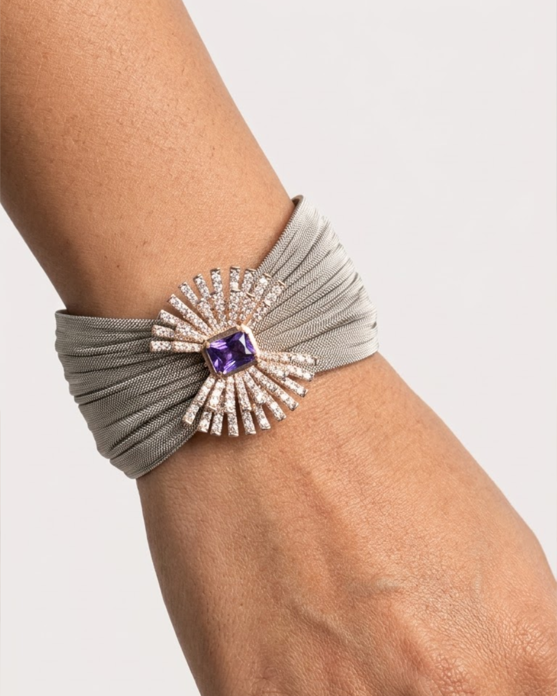 Radiant Amethyst Mesh Cuff