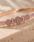 Rose Gold Amethyst Bangle on Stone