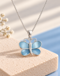 Blue Butterfly Silver Pendant
