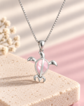 Pink Mother of Pearl Sea Turtle Pendant Necklace