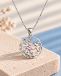 Silver Bird in Blossom Pendant