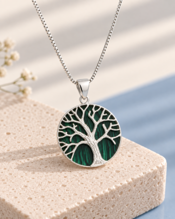 Tree of Life Malachite Pendant Necklace